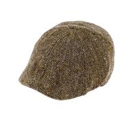 fiebig Flatcap Herringbone aus Wolle | 6-Panel Cap mit elastischem Verschluss (61-XL, braun)