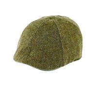 fiebig Flatcap Herringbone aus Wolle | 6-Panel Cap mit elastischem Verschluss (61-XL, olivgrün)