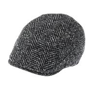 fiebig Flatcap Herringbone | Kappe Fischgrät Wollmix mit Schirm (57-M, anthrazit)