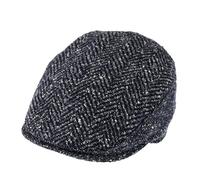 fiebig Flatcap Herringbone | Kappe Fischgrät Wollmix mit Schirm (61-XL, Marineblau)