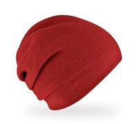 fiebig Haley Strickmütze | Beanie Mütze aus Wolle mit Raffung für Damen | Feinstrick Qualität Made in Europe (Rot)