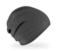 fiebig Haley Strickmütze | Beanie Mütze aus Wolle mit Raffung für Damen | Feinstrick Qualität Made in Europe (Anthrazit)