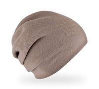 fiebig Haley Strickmütze | Beanie Mütze aus Wolle mit Raffung für Damen | Feinstrick Qualität Made in Europe (Taupe)