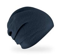 fiebig Haley Strickmütze | Beanie Mütze aus Wolle mit Raffung für Damen | Feinstrick Qualität Made in Europe (Blau)