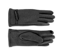 fiebig Handschuhe aus Jersey mit Schleife & Zierband | Teddy Fleece Innenfutter & Touchfunktion | leichter & warmer Damen Thermo Handschuh (M, Anthrazit)