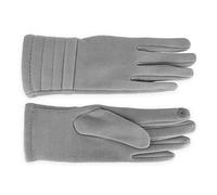 fiebig Handschuhe aus Jersey | Teddy Fleece Innenfutter & Touchfunktion | leichter & warmer Damen Thermo Handschuh (M, Hellgrau)