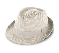 fiebig Jackson Trilby Papierhut mit farbigem Ripsband | Sonnenhut aus 100% Papier | Natur Sommerhut (57-M, Natur)