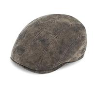 fiebig Kilian Flatcap Pigskin mit Baumwollfutter | Schirmmütze aus Leder für das ganze Jahr | Lederkappe mit Schirm (DE/NL/SE/PL, Numerisch, 59, Taupe)