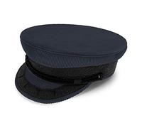 fiebig Original Cord Prinz-Heinrich Mütze | Klassische gefütterte Kapitänsmütze mit Kordel, Ankerknöpfen & Emblem (53-XS, Marineblau)