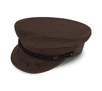 fiebig Original Cord Prinz-Heinrich Mütze | Klassische gefütterte Kapitänsmütze | Traditionelle Matrosenkappe aus Baumwolle | Schirmmütze mit Kordel, Ankerknöpfen & Emblem (61-XL, Braun)