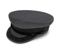 fiebig Original Cord Prinz-Heinrich Mütze | Klassische gefütterte Kapitänsmütze | Traditionelle Matrosenkappe aus Baumwolle | Schirmmütze mit Kordel, Ankerknöpfen & Emblem (60-XL, Grau)