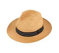 fiebig Papierhut Fedora mit Ripsband | Crushable Sonnenhut aus rollbarem Material (55-S, Beige)