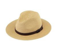 fiebig Papierhut Traveller | Sonnenhut Uni mit Kunstlederband (59-L, Beige)