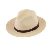 fiebig Papierhut Traveller | Sonnenhut Uni mit Kunstlederband (61-XL, Natur)