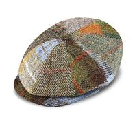 fiebig Rona Bakerboy Tweed Patchwork | Newsboy aus 100% schottischer Schurwolle | 8-Panel Cap mit Schirm Made in Italy (57-M)