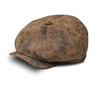 fiebig Stanley 8-Panel Pigskin Flatcap | Schiebermütze aus Leder | Schirmmütze mit Innenfutter (57-M, braun)