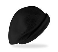 fiebig Strickbaske mit Umschlag | Barett in One Size aus Wollmaterial | Warme Wollbaske in vielen Farben (One Size, Schwarz)