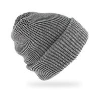 fiebig Tondi Oversize Strickmütze | Umschlagmütze aus Merino & Alpaka Wolle | One Size Rippenstrick Beanie Made in Germany (Anthrazit)