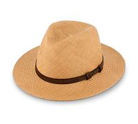 fiebig Traveller Panamahut | Hochwertiger Sommerhut mit verstellbarem Innenband | Natur Sonnenhut mit breiter Krempe (57-M, Cognac)