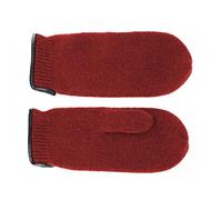 fiebig Walkfäustling mit Ledersaum | Fausthandschuh aus gewalkter Wolle für Damen & Herren | Schurwollfäustling in vielen Farben (7-M, Rot)