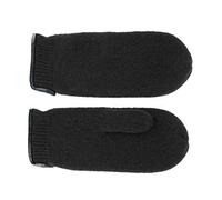 fiebig Walkfäustling mit Ledersaum | Fausthandschuh aus gewalkter Wolle für Damen & Herren | Schurwollfäustling in vielen Farben (9,5-L, Schwarz)