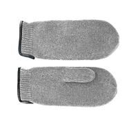 fiebig Walkfäustling mit Ledersaum | Fausthandschuh aus gewalkter Wolle für Damen & Herren | Schurwollfäustling in vielen Farben (8,5-M, Hellgrau)