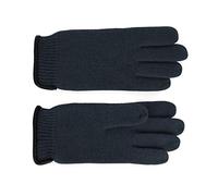 fiebig Walkhandschuh mit Lederkante | Fingerhandschuh aus gewalkter Wolle für Damen & Herren | Schurwollhandschuh in vielen Farben (8,5-M, Blau)