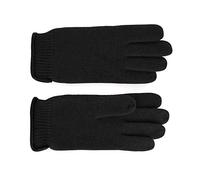 fiebig Walkhandschuh mit Lederkante | Fingerhandschuh aus gewalkter Wolle für Damen & Herren | Schurwollhandschuh in vielen Farben (7,5-L, Schwarz)