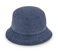 fiebig Washed Cotton Bucket Hat | Unisex Outdoorhut mit zweifarbiger Waschung | Fischerhut aus Baumwolle in vielen Farben & Größen (58-L, Marineblau)