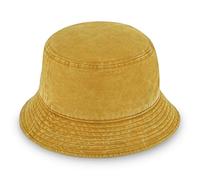 fiebig Washed Cotton Bucket Hat | Unisex Outdoorhut mit zweifarbiger Waschung | Fischerhut aus Baumwolle in vielen Farben & Größen (58-L, Maisgelb)