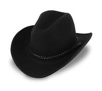 fiebig Westernhut Chuck mit Kunstlederband | Cowboyhut aus 100% Wollfilz Made in Italy | Individuell formbar | Wollfilzhut in vielen Größen (54-S)