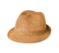 fiebig Westminster Cordhut | Trilby für Damen & Herren aus Baumwolle | Viele Farben und Größen | Fedora mit Kordgarnitur, Innenband & Mesh-Futter (56-M, Beige)
