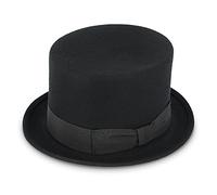 fiebig Zylinder mit Ripsband | Zylinderhut aus 100% Wolle für Damen und Herren | Klassischer Wollfilzhut Made in Italy (61-XL, Schwarz)