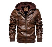 Fieldjacket Herren Winter Bomberjacke Lederjacke mit Kapuze,Kanpola Vintage Warme Pilotenjacke GroßE GrößE Freizeitjacke