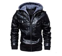 Fieldjacket Herren Winter Bomberjacke Lederjacke mit Kapuze,Kanpola Vintage Warme Pilotenjacke GroßE GrößE Freizeitjacke