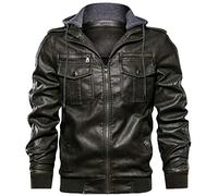 Fieldjacket Herren Winter Bomberjacke Lederjacke mit Kapuze,Kanpola Vintage Warme Pilotenjacke GroßE GrößE Freizeitjacke