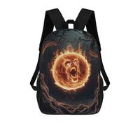 Fiery Skull in Forest Modischer, Lässiger Kinderrucksack, 3D-gedruckter Schulrucksack Für Jungen, Großer Rucksack 17inch