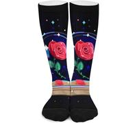 fifbird Die Schöne und das Biest Socken für Herren, Crew-Mittelwade, lässig, lange Socken, Strümpfe, Laufen, Sport, Reisen, 42 cm, siehe abbildung, One size