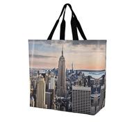 fifbird Einkaufstasche, Motiv: Empire State Building, Unisex, tragbar, für Reisen, Einkaufen, Lebensmittel, Umhängetasche, faltbar, wiederverwendbar, 40 x 40 x 16 cm, Empire State Building, 40 x 40 x