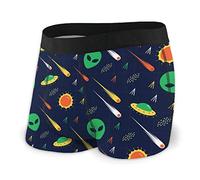 fifbird Herren Boxer Classics Alien und UFO Novelty Printtretch Trunk mit Beutel Slip Shorts Unterwäsche für Männer, Schwarz , L