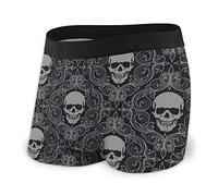 fifbird Herren Boxer Classics Skull Stretch Soft Comfort Slip Shorts Unterwäsche für Männer, Schwarz , L