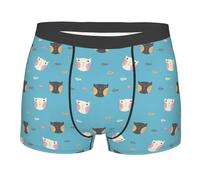 fifbird Herren Boxer Katze Fisch Slip Unterwäsche Unterhose mit elastischem Gürtel, mehrfarbig, L