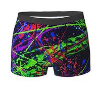 fifbird Herren Boxer Rainbow of Neon Farbspritzer mit elastischem Bund Slip Shorts Unterwäsche für Männer, Rainbow of Neon Pain, M
