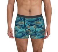 fifbird Herren-Boxer-Slip, weich, feuchtigkeitsableitend, atmungsaktiv, mit elastischem Gürtel, Gingham-Muster, Blau, Delfin, M