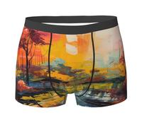 fifbird Herren-Boxershorts, atmungsaktiv, für buntes Malen, bequem, weiche Unterwäsche, Unterhose mit elastischem Gürtel, Schwarz , S