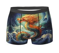 fifbird Herren-Boxershorts, atmungsaktiv, für Drachen, Ölgemälde, bequem, weich, Unterwäsche, Unterhose mit elastischem Gürtel, Schwarz , L