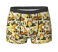 fifbird Herren-Boxershorts, Baustellen-Trucks-Muster mit elastischem Bund, Slips für Herren, Bauwagen, XL