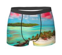 fifbird Herren-Boxershorts, Karibiklandschaft, bedruckt, weicher Stoff, Unterwäsche mit elastischem Gürtel, Schwarz , M