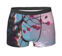 fifbird Herren-Boxershorts, kleine Blumen, bedruckt, weicher Stoff, Unterwäsche mit elastischem Gürtel, Schwarz , XXL
