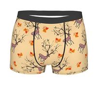 fifbird Herren-Boxershorts, Kuh-Druck, weich, bequem, Stretch, breiter Bund, Unterwäsche für Männer und Jungen, Retro Hirsch Ahornblatt, XL